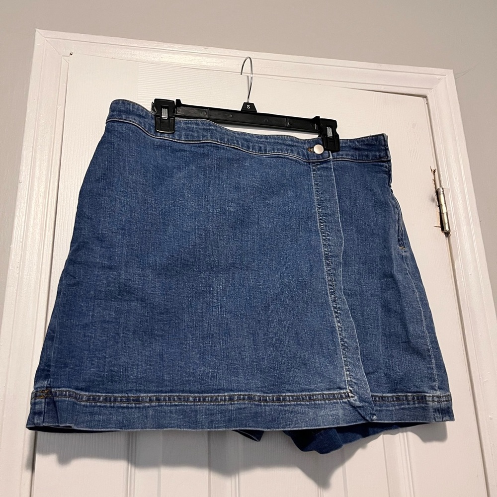 Talbots Blue Denim Midi Wrap Skirt